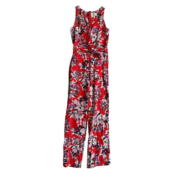 YUMI KIM Red Floral Belted Jumpsuit Size XS - Picture 7 of 7